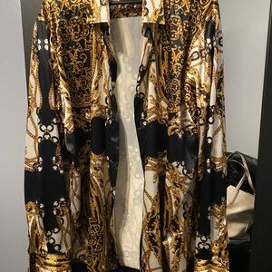 Baroque Print Satin Shirt